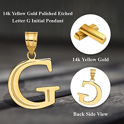 Auriga Fine Jewelry 14k Yellow Gold Polished Etched Letter G Initial Pendant Fine Jewelry For Women