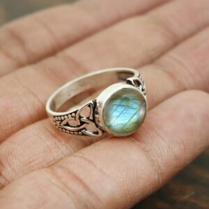 TISHAVI Labradorite Ring For Women Sterling Silver Labradorite Ring Round Labradorite Ring Size 6 Labradorite Ring Sterling Silver 925