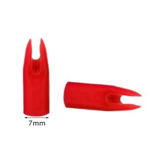 Lamehfyo 50 Pack Archery Arrow Nocks Plastic Nocks Replacement Arrow Tail Glue On 7mm Arrow Shaft Archery Nocks for DIY Arrows End Accessory (Red)