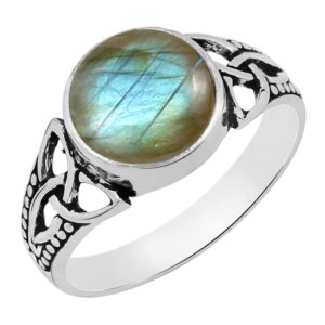 TISHAVI Labradorite Ring For Women Sterling Silver Labradorite Ring Round Labradorite Ring Size 6 Labradorite Ring Sterling Silver 925