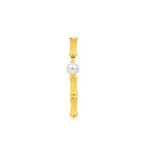 CHOW SANG SANG Cultural Blessing 999 24K Solid Gold Bamboo style with Pearl Single Drop Earring for Women 92672E