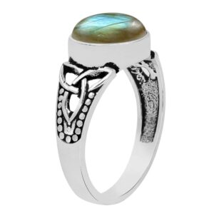 TISHAVI Labradorite Ring For Women Sterling Silver Labradorite Ring Round Labradorite Ring Size 6 Labradorite Ring Sterling Silver 925