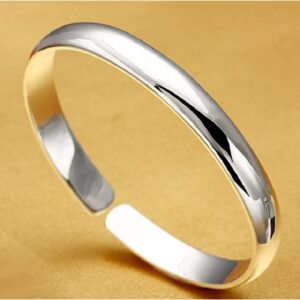 Harlorki Shiny 925 Silver Plated Adjustable Open Bangle Cuff Bracelet Love Friendship Gift Personalized Costume Jewelry for Women Lady