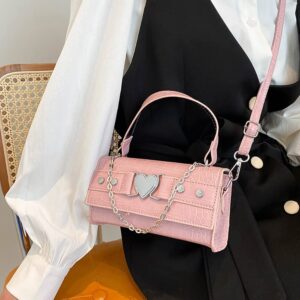 90s Trendy Purse Y2K Aesthetic Small Clutch Cute Hobo Mini Handbag with Crossbody Strap Gothic Punk Alt Egirl Grunge Bag (Pink)