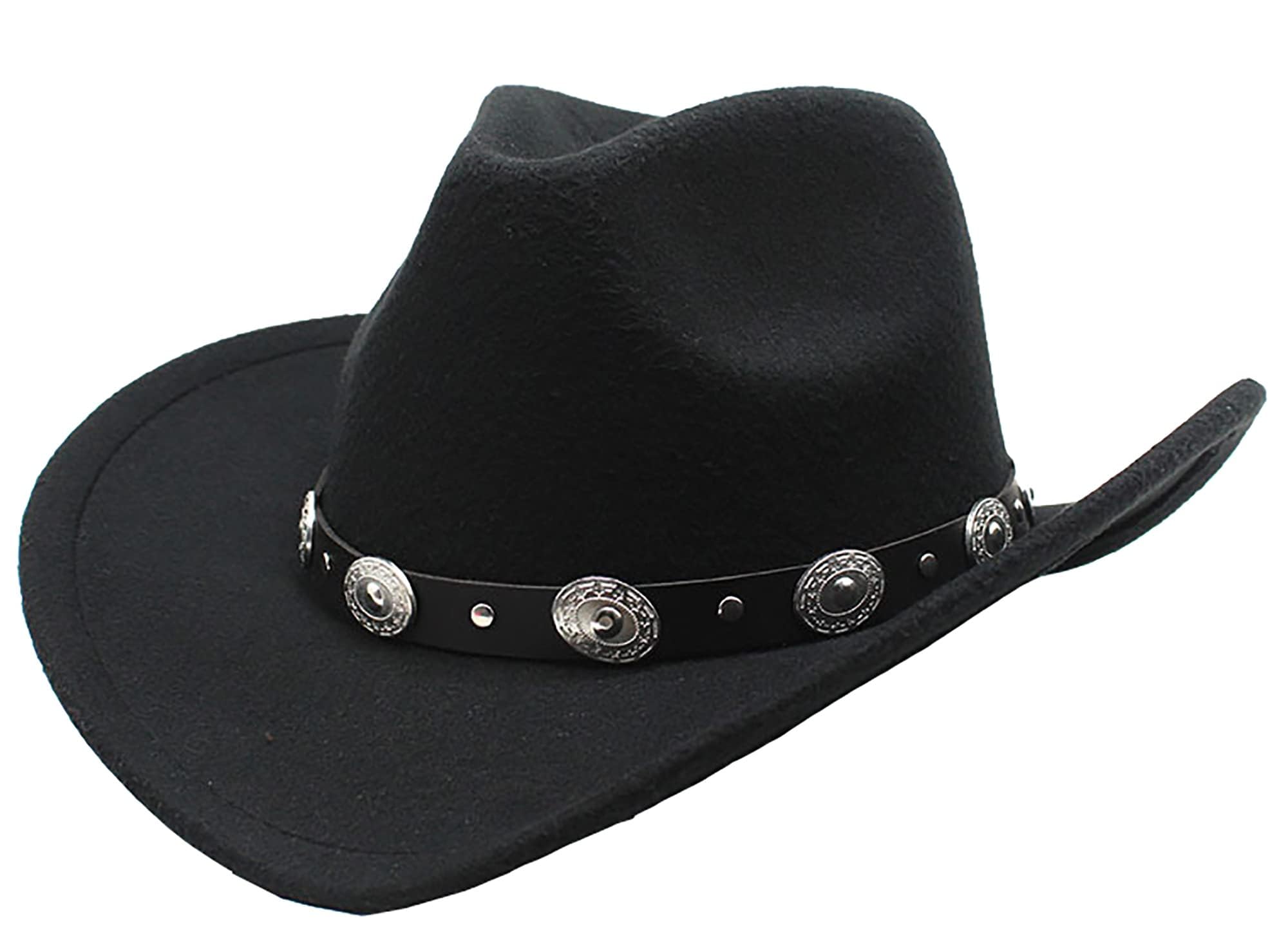 Eohak Shapeable Western Cowboy Hat for Men Women Fedoras Wool Cap Felt Cowgirl Jazz Hats with Silver Canyon M-L