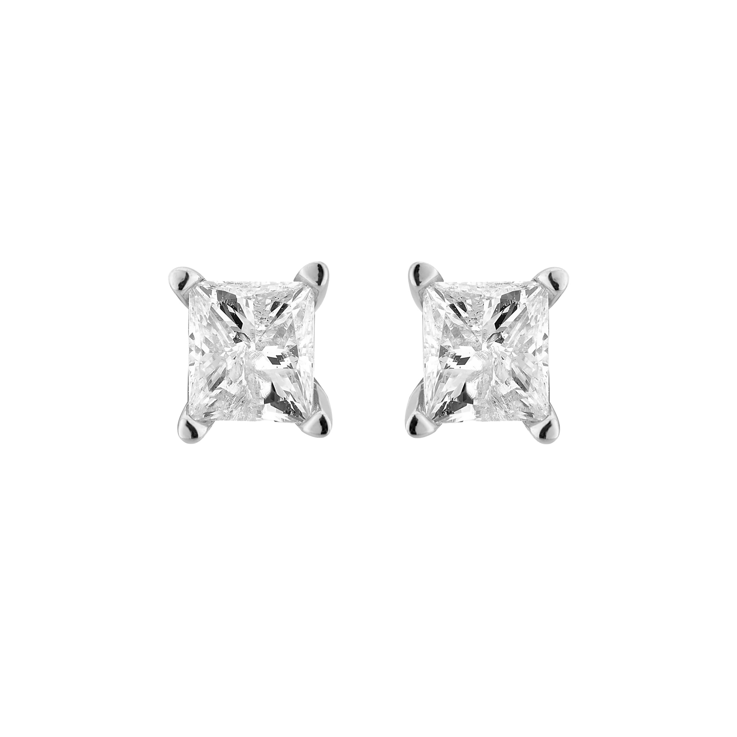 Beyond Brilliance Diamonds 1/4 Carat Princess Cut Natural Diamond Stud Earrings for Women |Push Back Sterling Silver Earring Fine Jewelry for Her, Gift Box Included