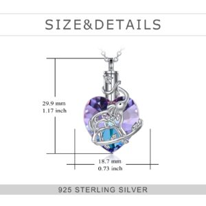 YFN Heart Crystal Urn Necklace for Ashes Cremation Jewelry Sterling Silver with Purple Blue Crystal Jewelry Gifts for Women Girls (Elephant)