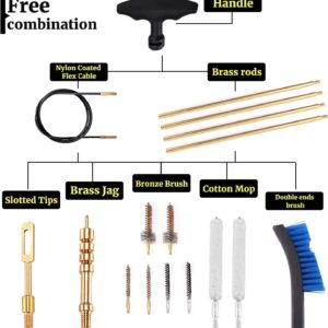 BOOSTEADY Gun Cleaning Kit .22 Cleaning kit with Bore Chamber Brushes Cleaning Kit, Brass Cleaning Rod in Zippered Organizer Compact Case