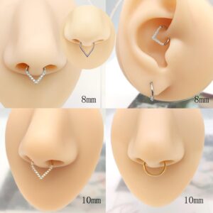 MeiziQL 3Pcs Septum Rings 16G Teardrop Septum ring 316L Surgical Steel Daith Conch Rook Tragus Cartilage Earrings Hypoallergenic Piercing Jewelry for Women Men 8mm (CZ Teardrop Gold)