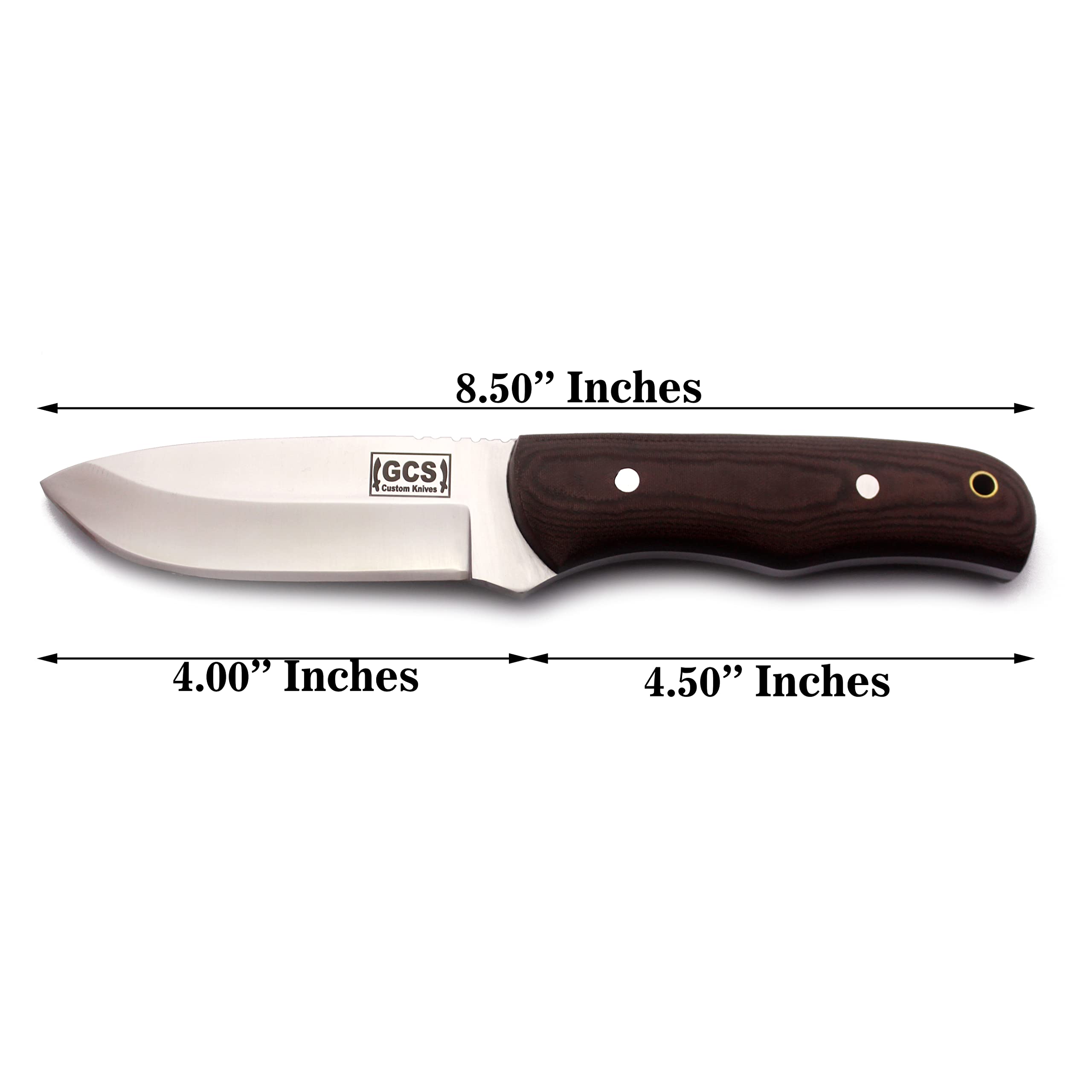 GCS Micarta Handle D2 Tool Steel Tactical Hunting Knife with leather sheath Full tang blade designed for Hunting & EDC GCS 507