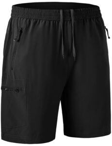 rdruko men's work hiking shorts lightweight quick dry outdoor cargo shorts with pockets(black, us xl)