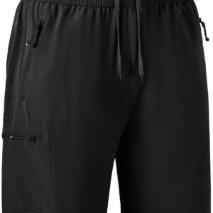 Rdruko Men's Work Hiking Shorts Lightweight Quick Dry Outdoor Cargo Shorts with Pockets(Black, US XL)