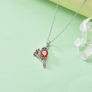 LONAGO Red Cardinal Necklace Cardinal Pendant Necklace with Cubic Zirconia Spiritual of True Love Present for Women