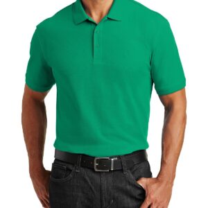 JustBlanks Men Polo Shirts Pique Polo Shirts for Men Short Sleeves 3 Button Performance Polo T Shirt - Bright Kelly Green - XL