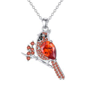 LONAGO Red Cardinal Necklace Cardinal Pendant Necklace with Cubic Zirconia Spiritual of True Love Present for Women