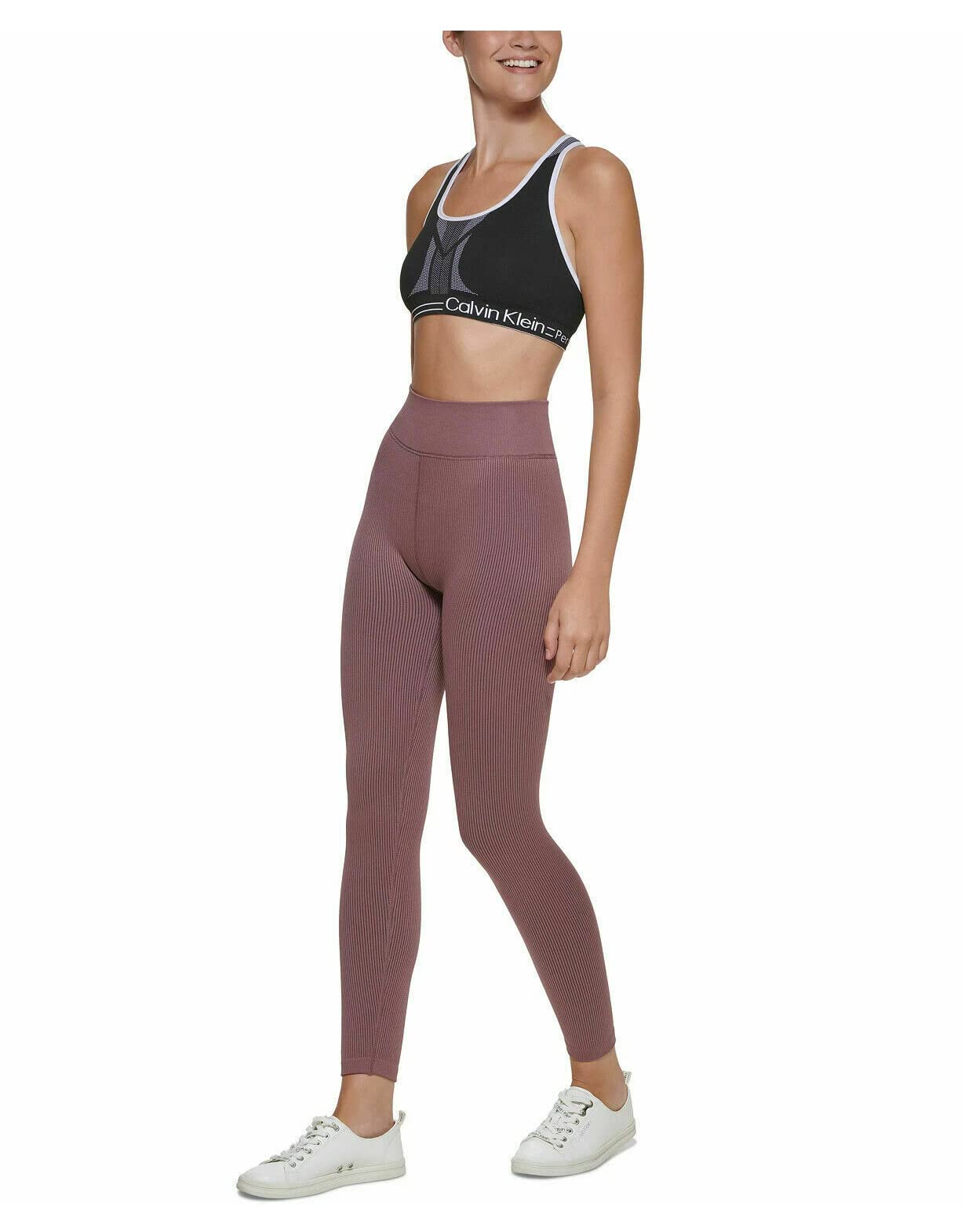 Calvin Klein Women's Premium Performance High Waist Moisture Wicking Legging, Java, X-Large