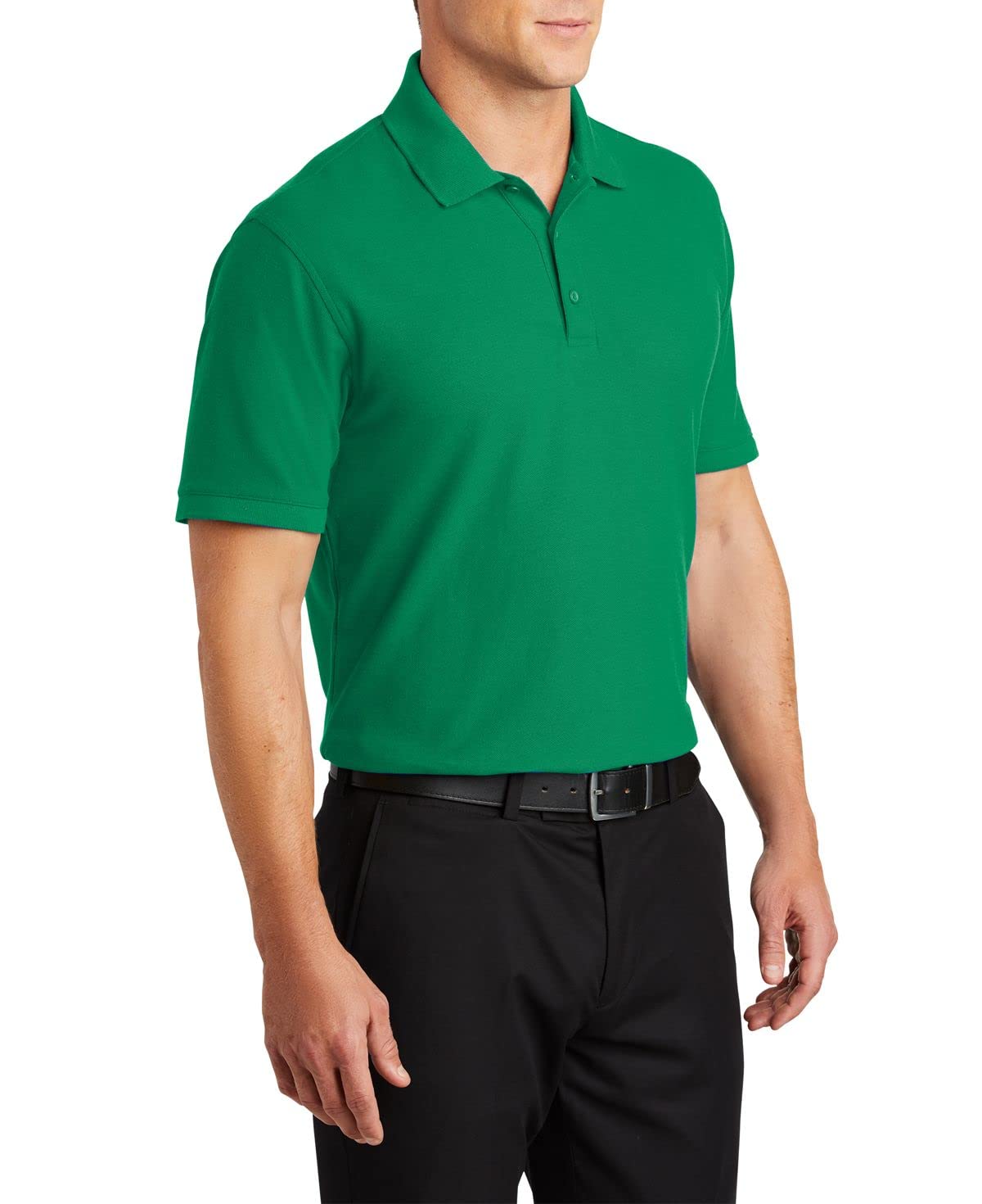 JustBlanks Men Polo Shirts Pique Polo Shirts for Men Short Sleeves 3 Button Performance Polo T Shirt - Bright Kelly Green - XL