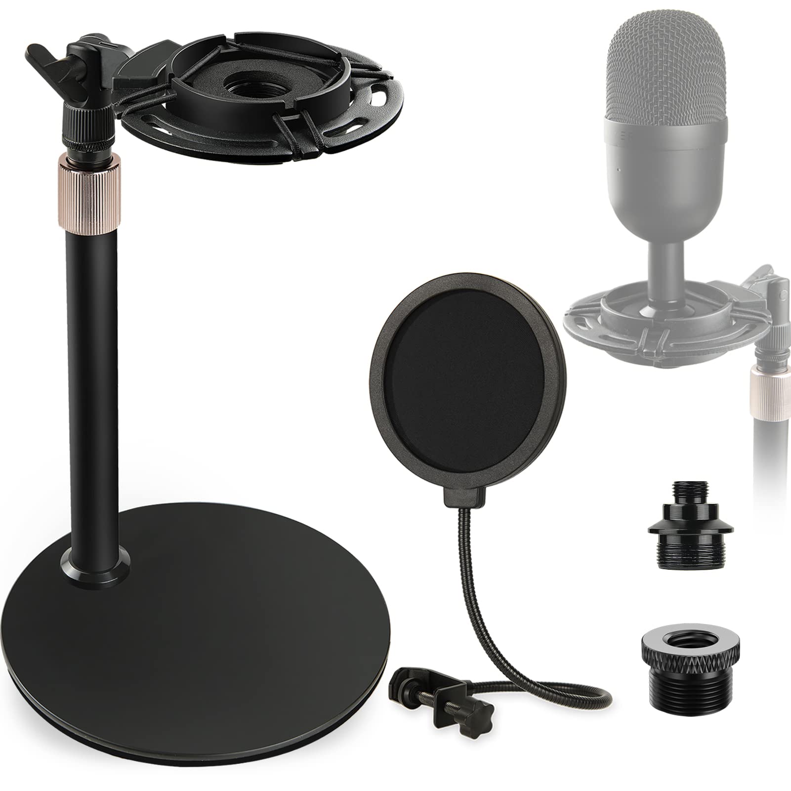 Razer Seiren Mini Desktop Mic Stand with Upgraded Shock Mount, Pop Filter, Adjustable Microphone Stand to Improve Your Sound Quality Razer Seiren Mini USB Streaming Mic Table Stand