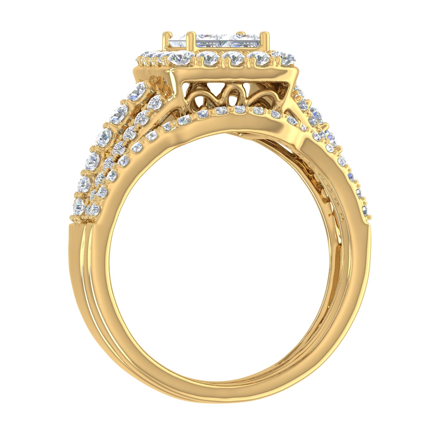 FINEROCK 1 1/2 Carat Diamond Engagement Ring Band in 14K Yellow Gold (Ring Size 5.75)