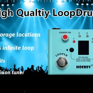 HOEREV Guitar Drum Machine Looper Tuner 3 In 1 Loop Pedal For Electric Guitar Bass Pedals Station Type C Can Be Power Supply Port