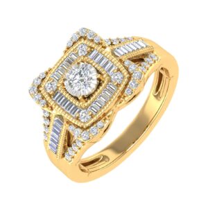 finerock 1/2 carat diamond engagement ring band in 10k yellow gold (ring size 11)