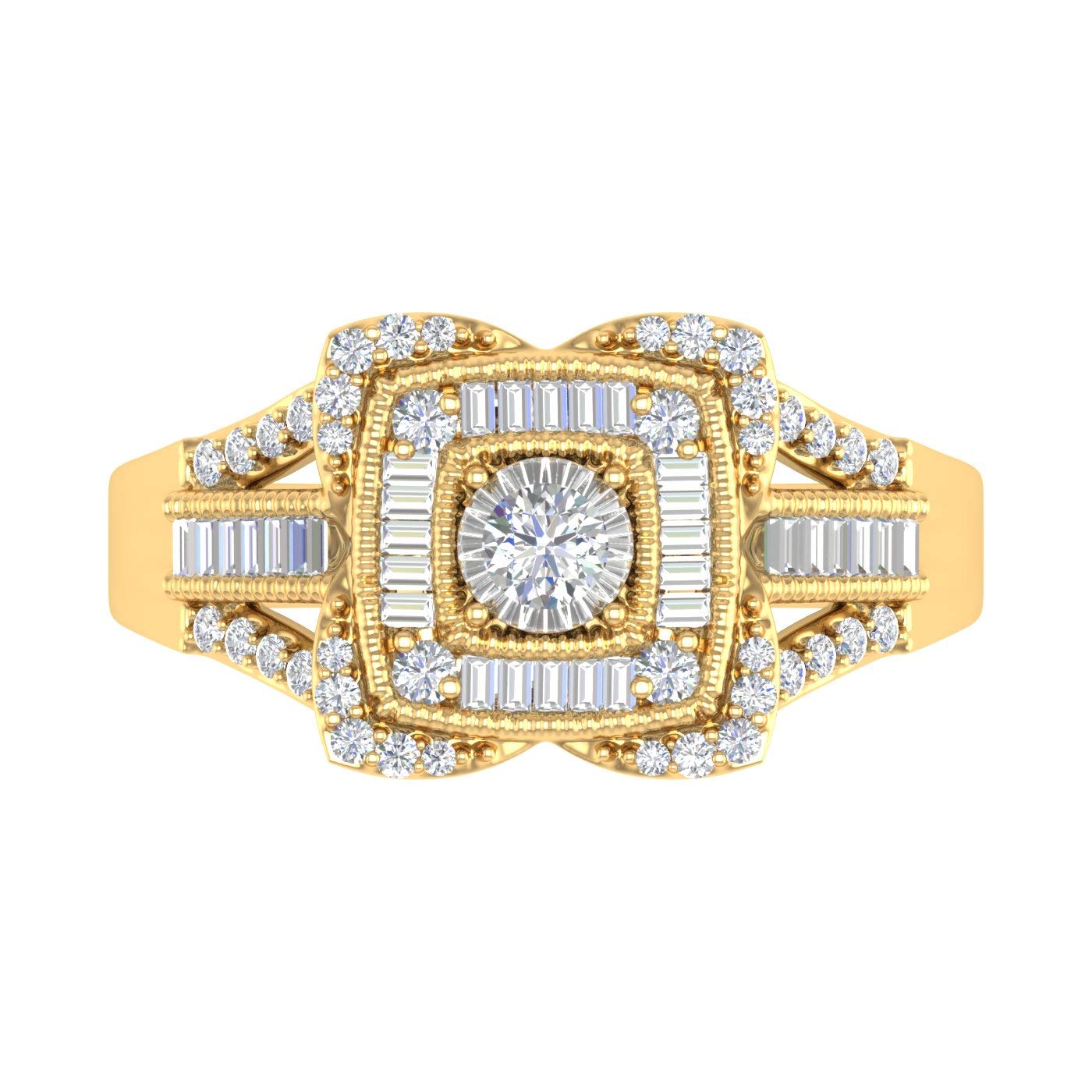 FINEROCK 1/2 Carat Diamond Engagement Ring Band in 10K Yellow Gold (Ring Size 11)