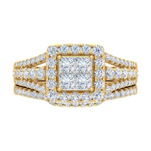 FINEROCK 1 1/2 Carat Diamond Engagement Ring Band in 14K Yellow Gold (Ring Size 5.75)