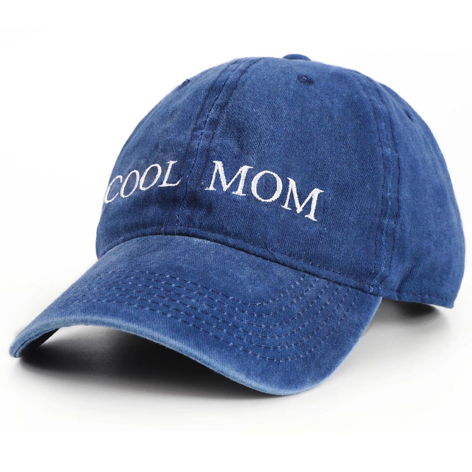 Cool Mom Hat, Gift for Mothers Day Brithday Christmas Mama Hats for Women, Embroidery Distressed Mom Hat Baseball Caps Blue