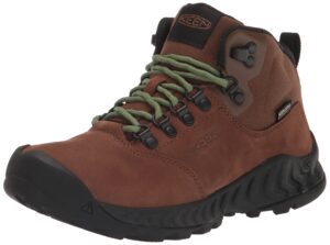 keen women's nxis explore mid height waterproof fast packing hiking boots, bison/campsite, 6