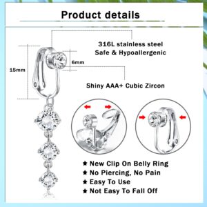 YADOCA 8 Pcs Fake Belly Piercing for Women Fake Belly Ring Dangle Piercings CZ Non Piercing Jewelry Clip on Belly Button Rings