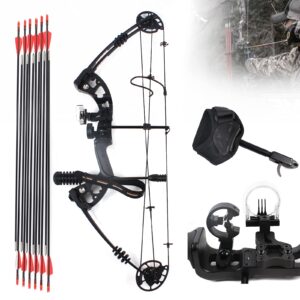 30-60lbs battleship compound bow and 12pcs arrows for adults and teens, hunting bow youth compound bow hunting set, 24"-29.5" draw distance, up to ibo 310 fps, usa stock