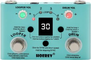 hoerev guitar drum machine looper tuner 3 in 1 loop pedal for electric guitar bass pedals station type c can be power supply port