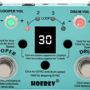 HOEREV Guitar Drum Machine Looper Tuner 3 In 1 Loop Pedal For Electric Guitar Bass Pedals Station Type C Can Be Power Supply Port