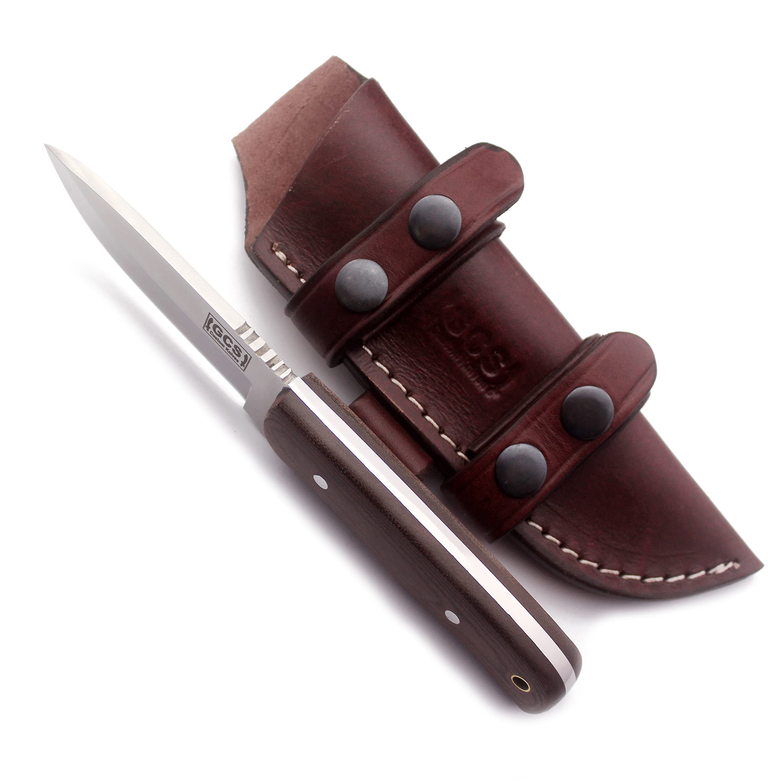 GCS Micarta Handle D2 Tool Steel Tactical Hunting Knife with leather sheath Full tang blade designed for Hunting & EDC GCS 507