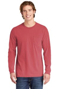 comfort colors 6.1 oz. long-sleeve pocket t-shirt (c4410) crimson l