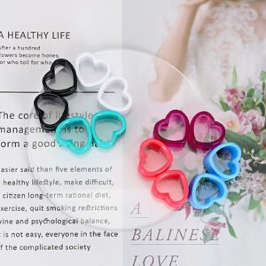 Qmcandy 6 Pairs Acrylic Heart Shape Ear Tunnels Plugs Colorful Gauges for Ears 00g