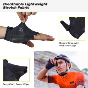 OOZi Cycling Gloves Mountain Bike Gloves Bicycle Gloves for Men Women, Fingerless Gloves Lightweight Stretch Durable Padded for Mountain Biking, Road Riding, Indoor Workout and Weight Lifting (S)