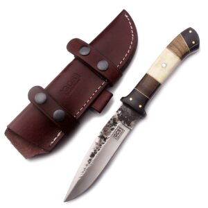 GCS Handmade Mixed Handle D2 Tool Steel Tactical Hunting Knife with leather sheath Full tang blade designed for Hunting & EDC GCS 509