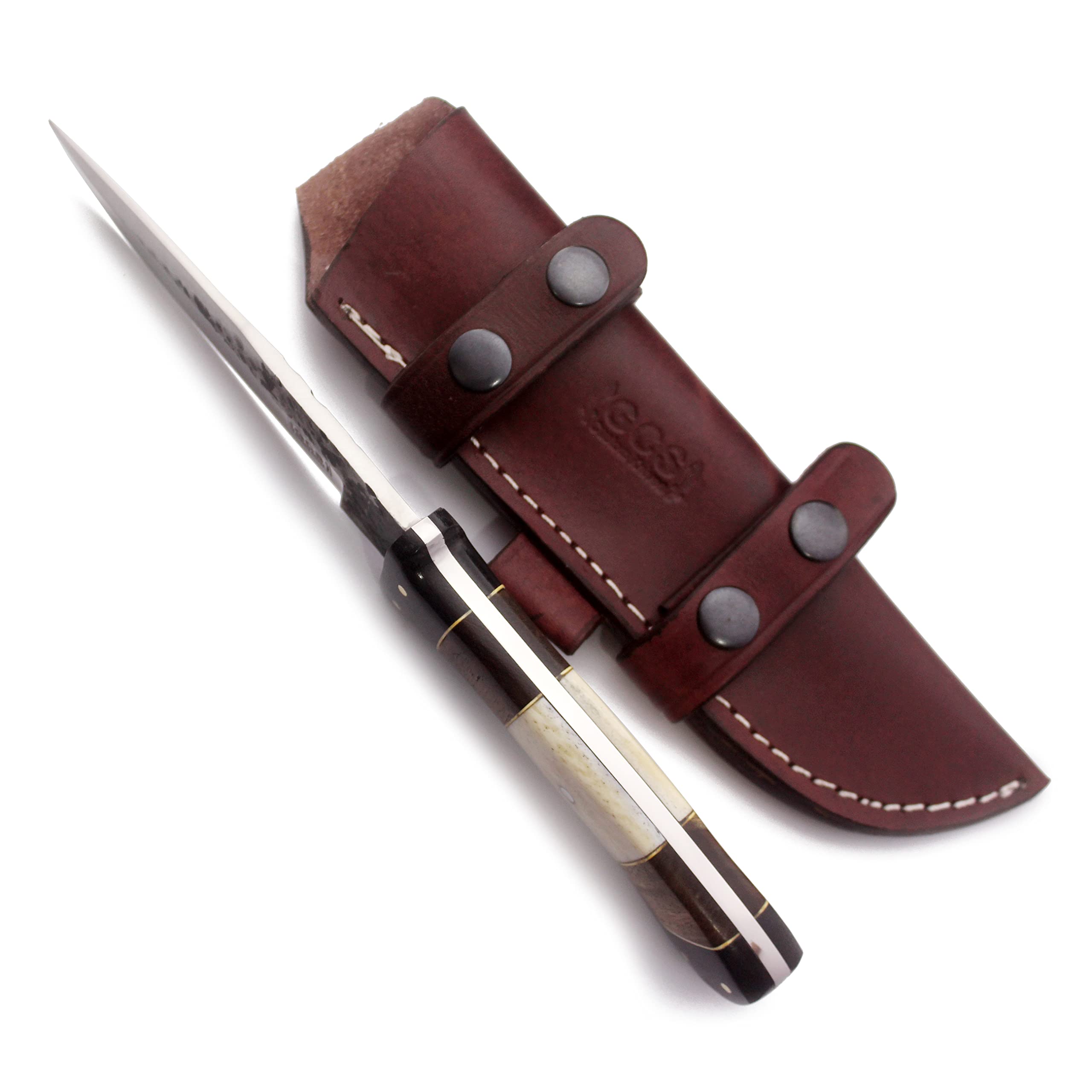 GCS Handmade Mixed Handle D2 Tool Steel Tactical Hunting Knife with leather sheath Full tang blade designed for Hunting & EDC GCS 509