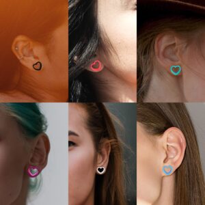 Qmcandy 6 Pairs Acrylic Heart Shape Ear Tunnels Plugs Colorful Gauges for Ears 00g