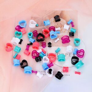 Qmcandy 6 Pairs Acrylic Heart Shape Ear Tunnels Plugs Colorful Gauges for Ears 00g