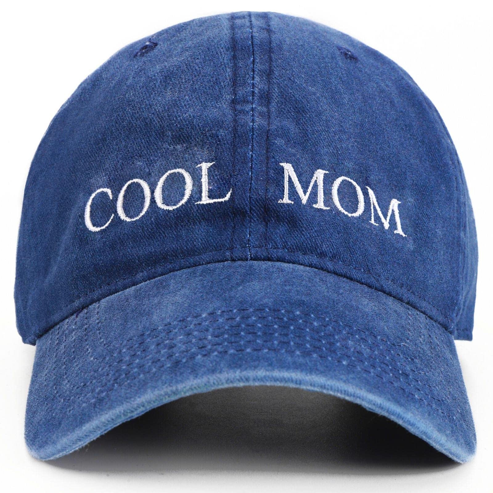 Cool Mom Hat, Gift for Mothers Day Brithday Christmas Mama Hats for Women, Embroidery Distressed Mom Hat Baseball Caps Blue