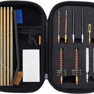 BOOSTEADY Gun Cleaning Kit .22 Cleaning kit with Bore Chamber Brushes Cleaning Kit, Brass Cleaning Rod in Zippered Organizer Compact Case