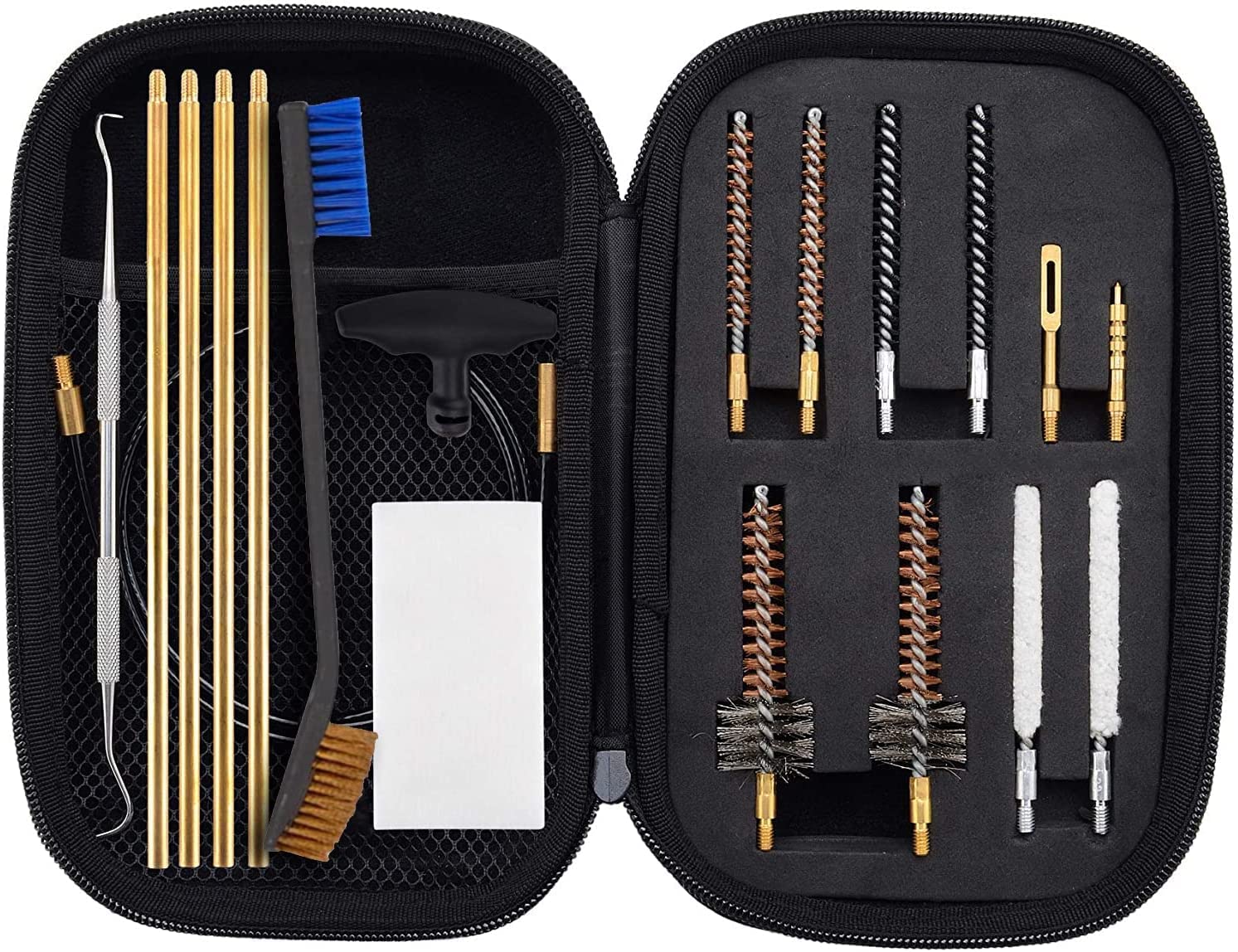 BOOSTEADY Gun Cleaning Kit .22 Cleaning kit with Bore Chamber Brushes Cleaning Kit, Brass Cleaning Rod in Zippered Organizer Compact Case