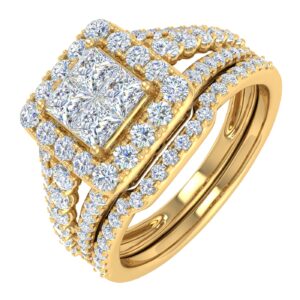 finerock 1 1/2 carat diamond engagement ring band in 14k yellow gold (ring size 5.75)