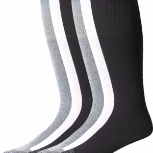 Diamond Star Tube Socks Men 6 Pairs Premium Cushion Cotton Over The Calf Athletic Knee High Socks For Men 13-16 (Multi Colors 2 Black,2 Grey,2 White)