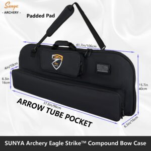 SUNYA Compound Bow Case with Molle System - Neoprene Bow String Protection & Padded Shoulder Sling - Soft Carrying Case for Archery Accessories, Equipment (Black)