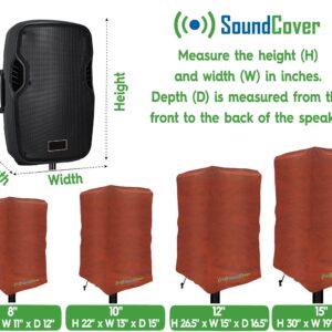 12 Inch PA/DJ Lightweight Powered Speaker Cover Bag in Brown for Stand Mounted Speakers - Over The top fit, Water Resistant (not Waterproof), 50 UV Protection