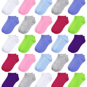 BOOPH 25 Pack Kids Low Cut Ankle Socks Boy Girl Athletic Socks 6-8 Years Multi3