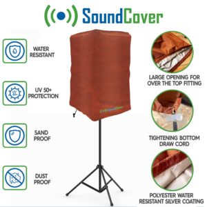 12 Inch PA/DJ Lightweight Powered Speaker Cover Bag in Brown for Stand Mounted Speakers - Over The top fit, Water Resistant (not Waterproof), 50 UV Protection